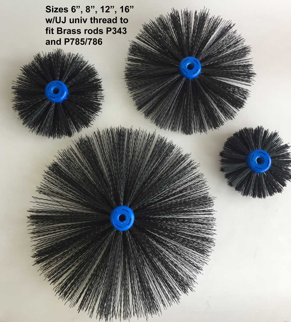 Plastic Center brush, 3 row x6" poly w/universal thread female
